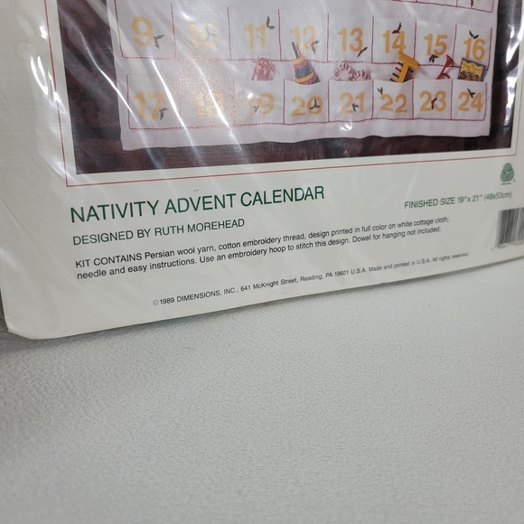 Vtg Sunset Gallery Crewel Nativity Advent Calender Kit - 18000 - Picture 3 of 9